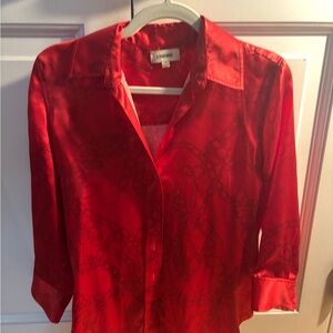 L'AGENCE Vibrant Red Satin Blouse
